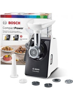 BOSCH Compact Power Plastic 2 Blades Electric Meat Mincer 1600 W MFW3612A Silver/Black  - Image 1