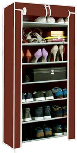 7-Shelf Shoe Wardrobe Organizer Brown 3kg - Image 2