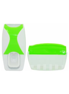 UFO 2-Piece Automatic Toothpaste Dispenser And Toothbrush Holder Set Green 15x10x8cm 