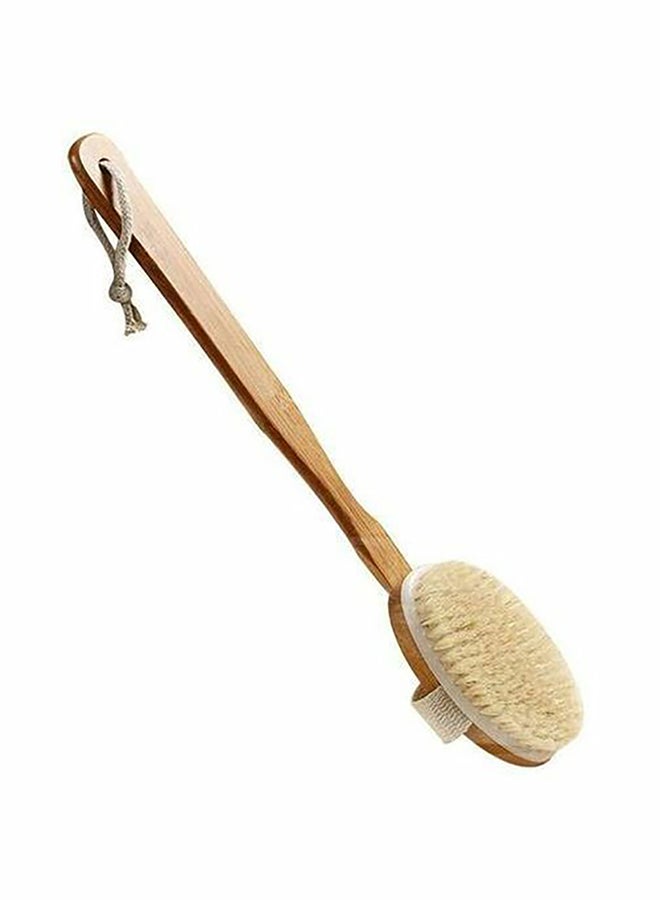 Generic Long Wood Handle Brush With Fibre Bristles Beige  - Image 1
