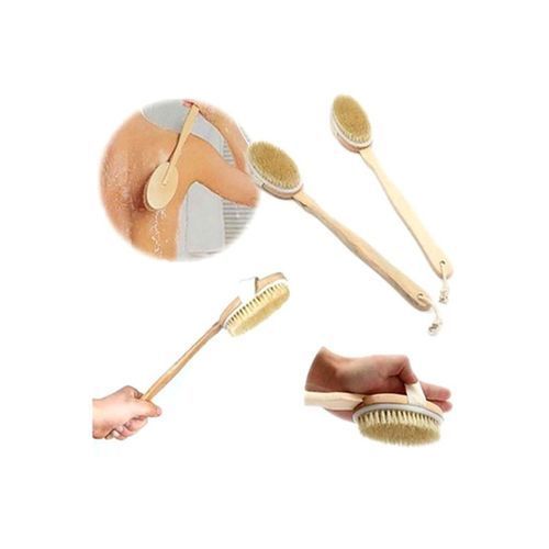Generic Long Wood Handle Brush With Fibre Bristles Beige  - Image 2