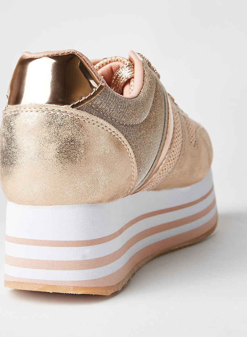 Qupid - Skywalk Platform Sneakers Rose Gold - Image 1