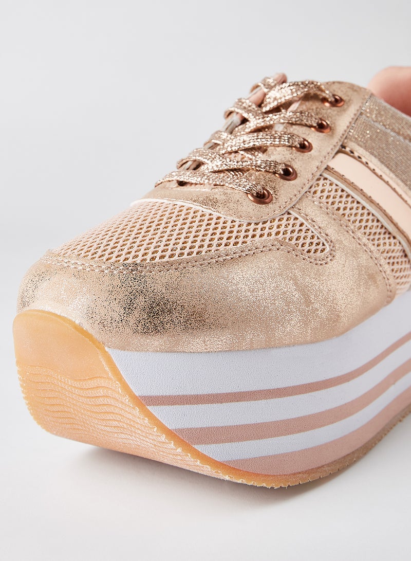 Qupid - Skywalk Platform Sneakers Rose Gold - Image 1