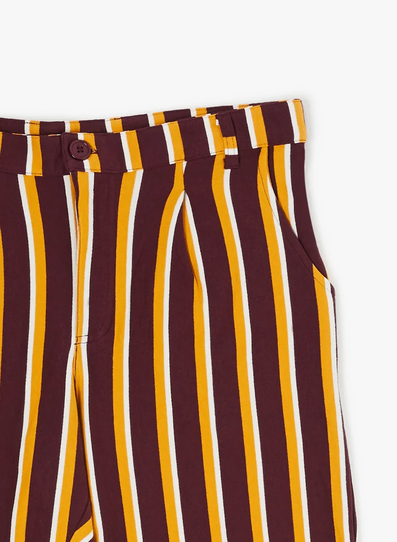 STATE 8 Striped French Terry Trousers Wine