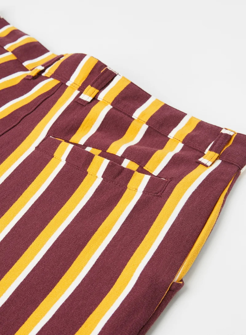 STATE 8 Striped French Terry Trousers Wine