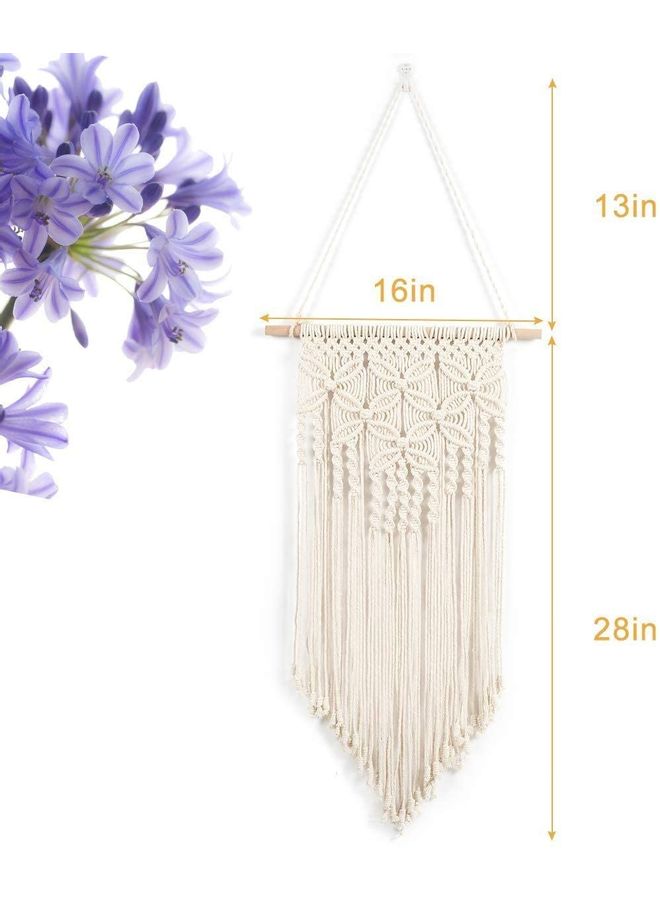 Handmade Woven Macrame Wall Tapestry Beige 40x71centimeter  - Image 4
