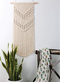 Generic Handmade Woven Macrame Wall Tapestry Beige 40x83centimeter  - Image 3
