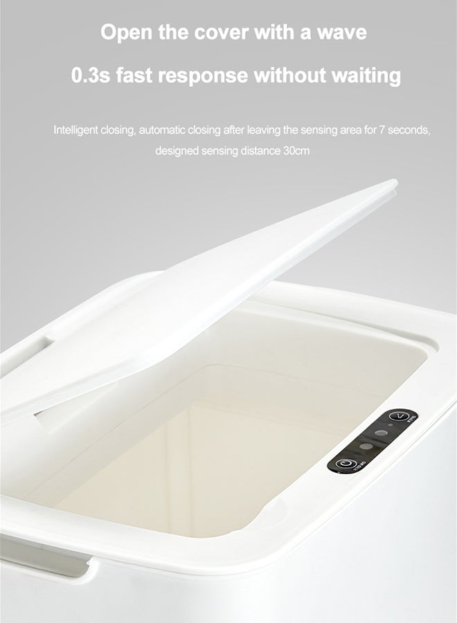 Sunhome 14L Touch Free Trash Can With Lid White  - Image 3