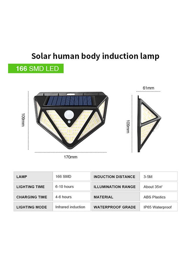 166 SMD Solar Body Sensor Lamp Outdoor Wall Light Black - Image 3