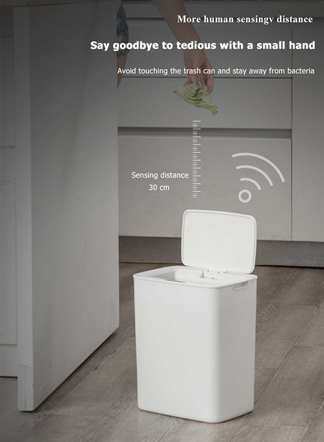 Sunhome 14L Touch Free Trash Can With Lid White  - Image 2
