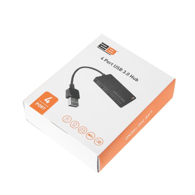 2B 4-Port High Power USB 3.0 Hub Adapter Black - Image 3
