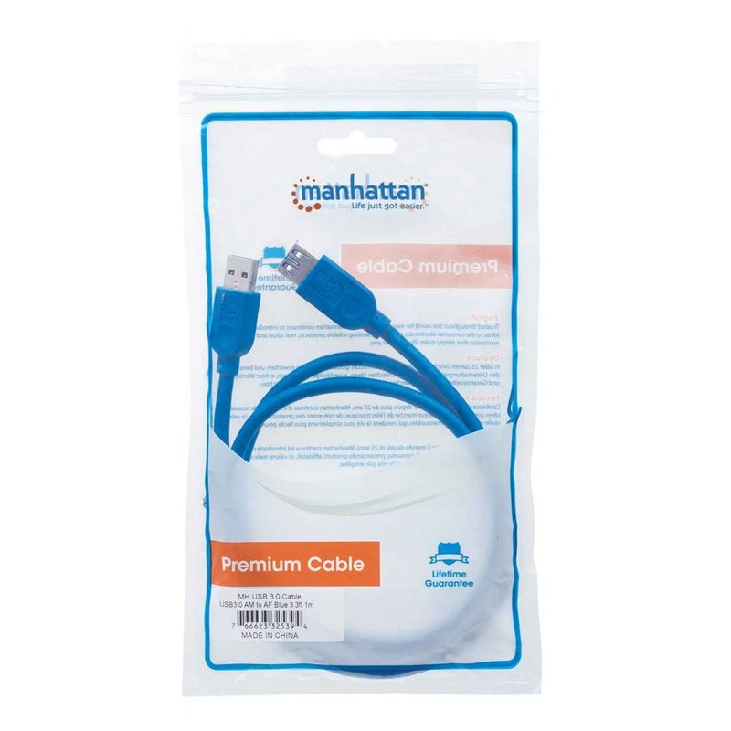 Manhattan - SuperSpeed USB 3.0 Type-A Male To Type-A Female Extension Cable Blue - Image 1