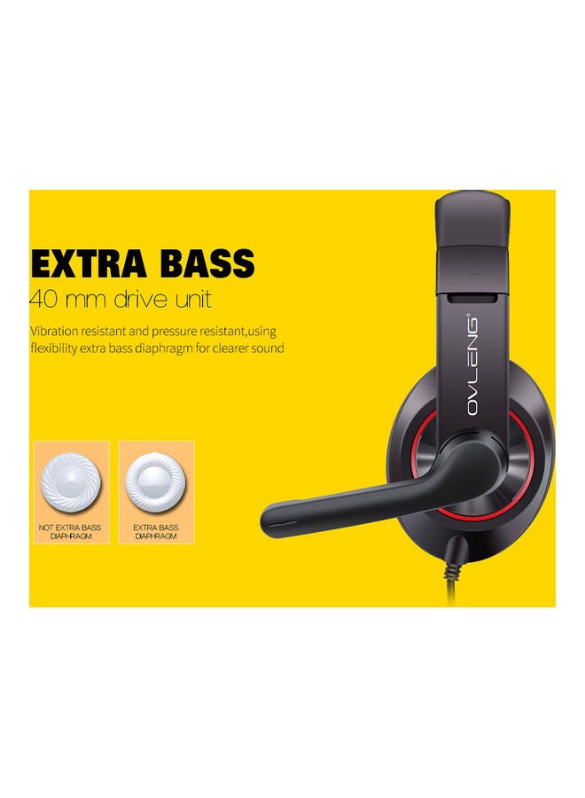 OVLENG OV-X10 MV Gaming Headphone with Noise Isolation Mic Red/Black - Image 2