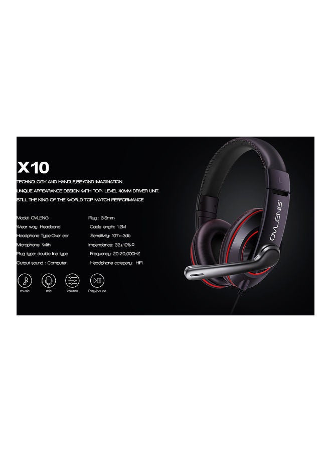 OVLENG OV-X10 MV Gaming Headphone with Noise Isolation Mic Red/Black - Image 5