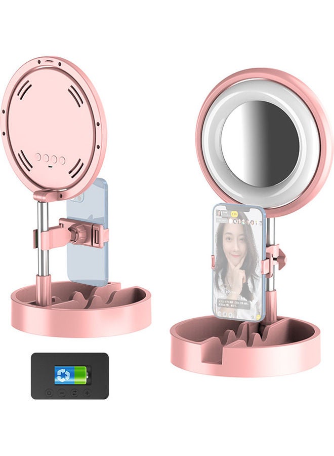 Generic - Foldable Selfie Ring Light with Phone Holder Pink - Image 1