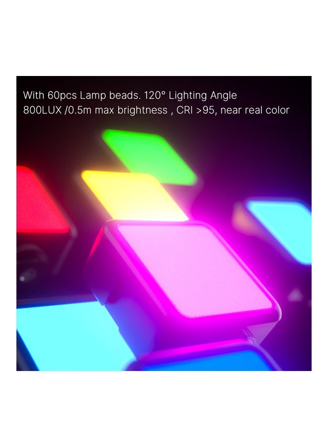 يولانزي مصباح فيديو LED للجيب VL49 بإضاءة متعددة الألوان RGB مع حامل كولد شو أسود  - Image 4