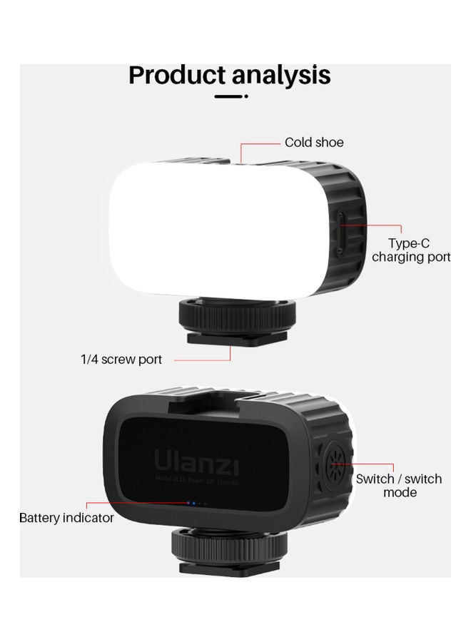 Ulanzi VL15RGB Mini RGB LED Video Light with Cold Shoe Mount Diffuser Black/White - Image 2