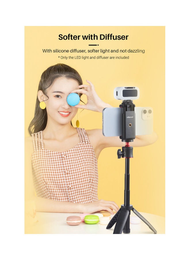 Ulanzi VL15RGB Mini RGB LED Video Light with Cold Shoe Mount Diffuser Black/White - Image 4