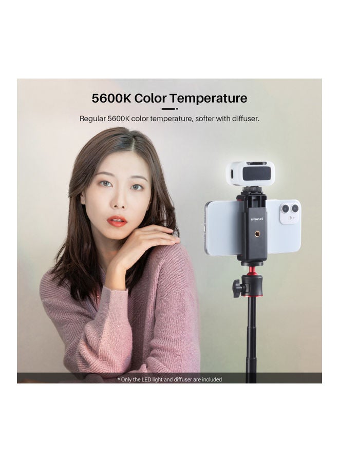 VL30 Mini LED Video Light with Cold Shoe Mount Diffuser Black/White