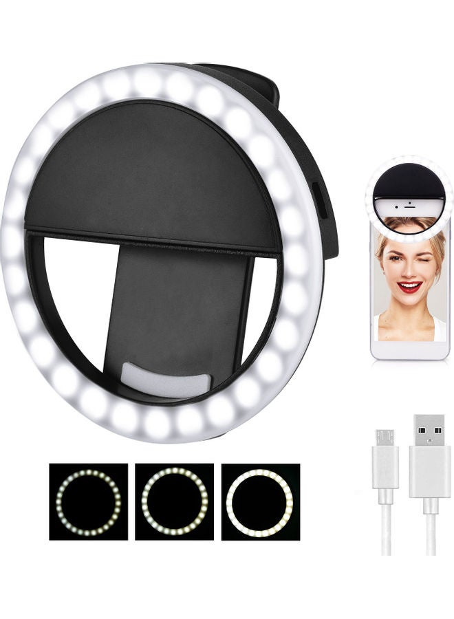 حلقة إضاءة LED صغيرة لالتقاط صور السيلفي أسود - Image 2