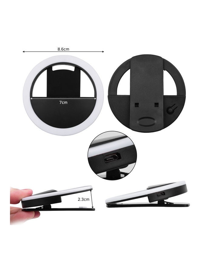 حلقة إضاءة LED صغيرة لالتقاط صور السيلفي أسود - Image 4