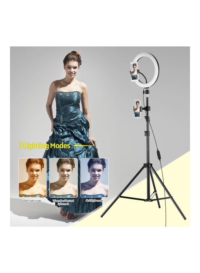 Metal LED Ring Light with Stand and Ballhead Adapter Black/White - Image 3