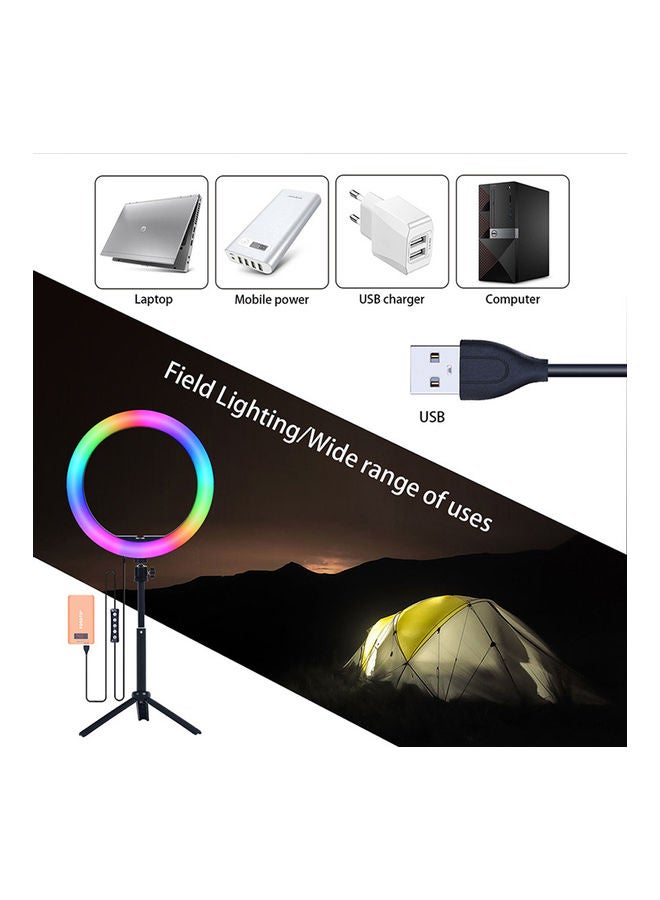 حلقة إضاءة LED دائرية بإضاءة متعددة الألوان RGB لالتقاط صور السيلفي مزودة بمنفذ USB ومشبك للهاتف متعدد الألوان - Image 3