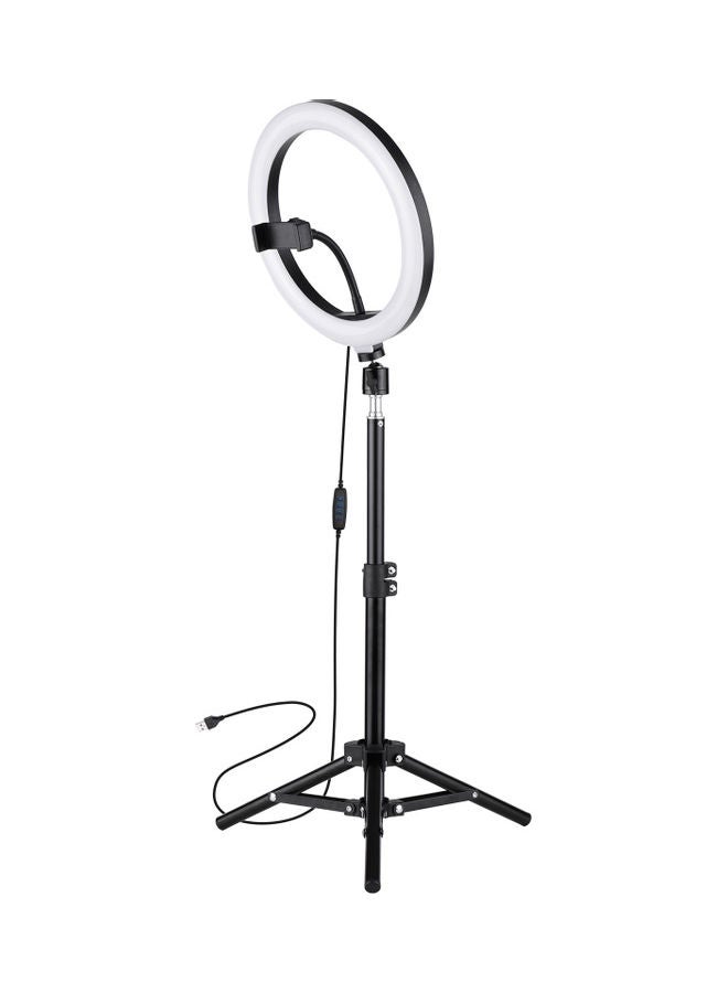 LED Ring Light Photography Lamp Set with Tripod Black  - Image 1