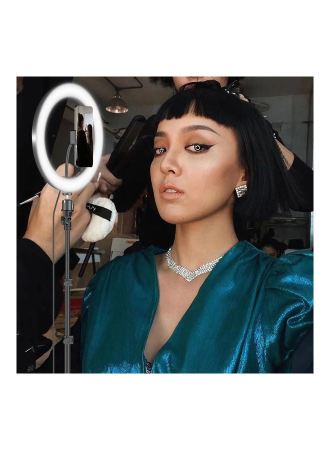 طقم مصباح LED حلقي مع حامل هاتف برأس كروي أسود - Image 3