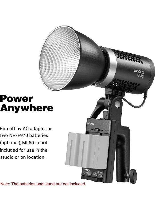 Godox - ML60 Portable Studio LED Light Portrait Photography Fill Light with Grip Carry Bag Black - Image 1