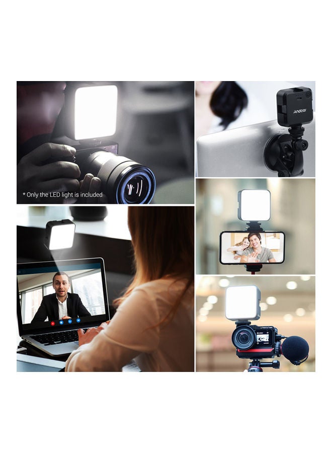 أندوير مصباح LED صغير لتصوير الفيديو مزود بوحدة تثبيت طراز W36 أسود - Image 4