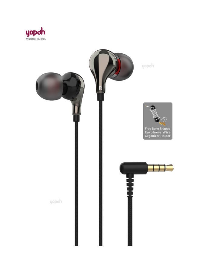 yopah Ultra Bass Universal In-Ear Earphone with Mic and Wire Organizer Grey - Image 1