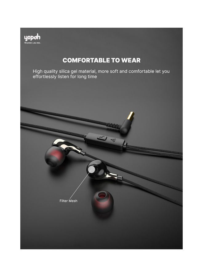 yopah Ultra Bass Universal In-Ear Earphone with Mic and Wire Organizer Grey - Image 4