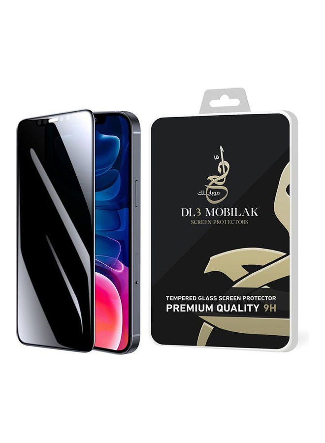 Dl3 موبيلك لاصقة حماية للشاشة بالكامل من الزجاج للحفاظ على الخصوصية لهاتف آيفون 12/ آيفون 12 برو 6.1 بوصات أسود