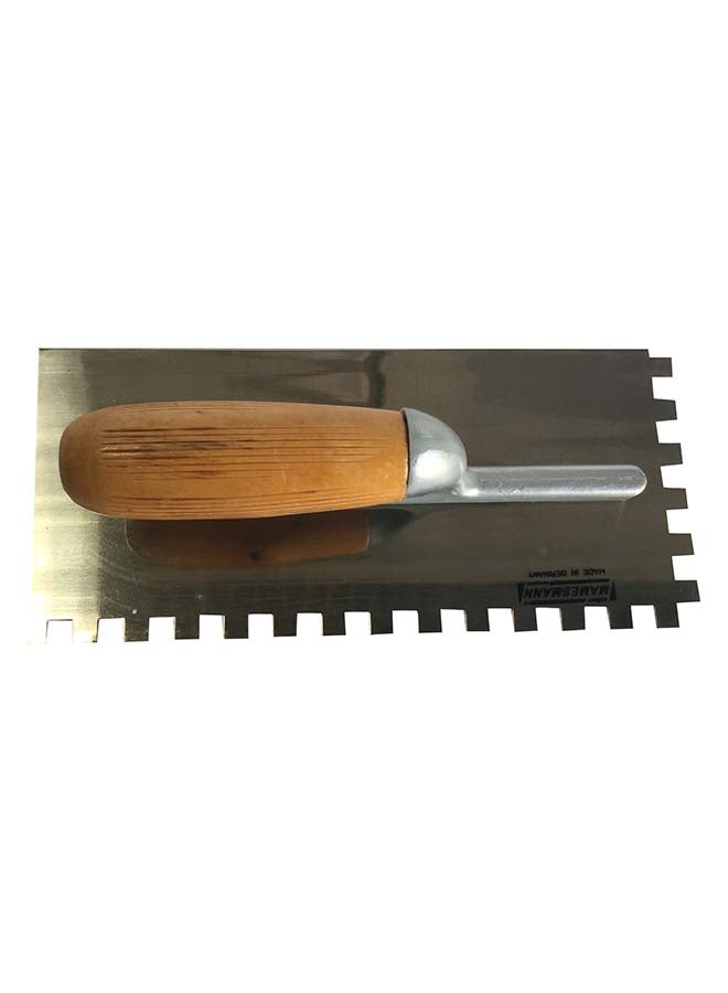 Steel Teeth Trowel Wooden Handle Silver 