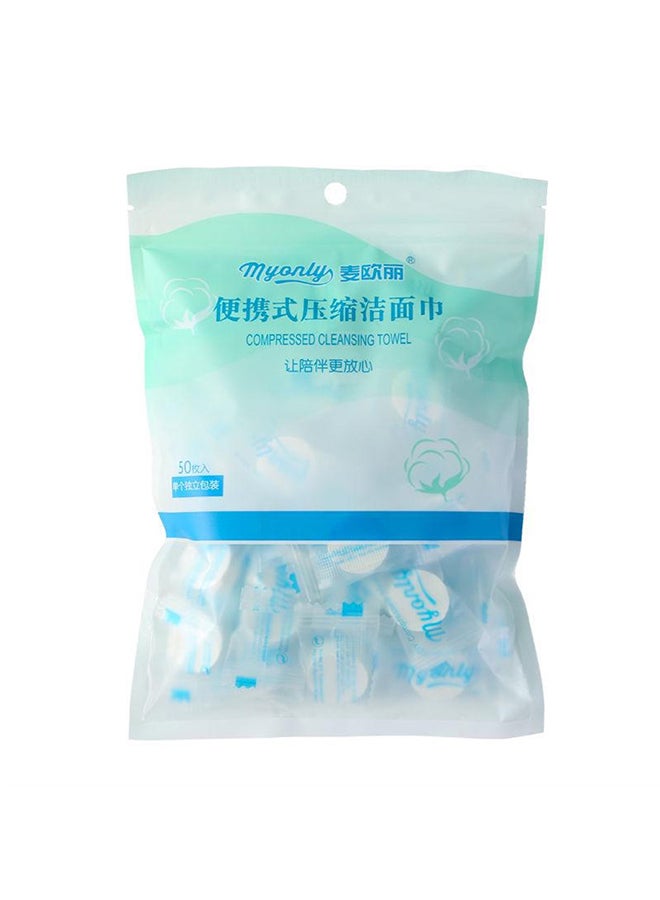 Myonly 100-Piece Disposable Portable Compressed Face Towel White 50grams - Image 1