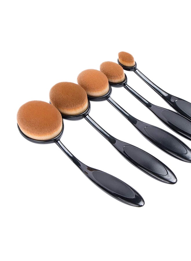 10 Piece Makeup Brushes Set Black/Brown - Image 2
