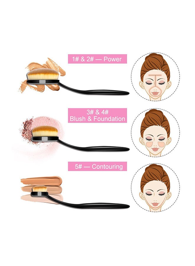 10 Piece Makeup Brushes Set Black/Brown - Image 3