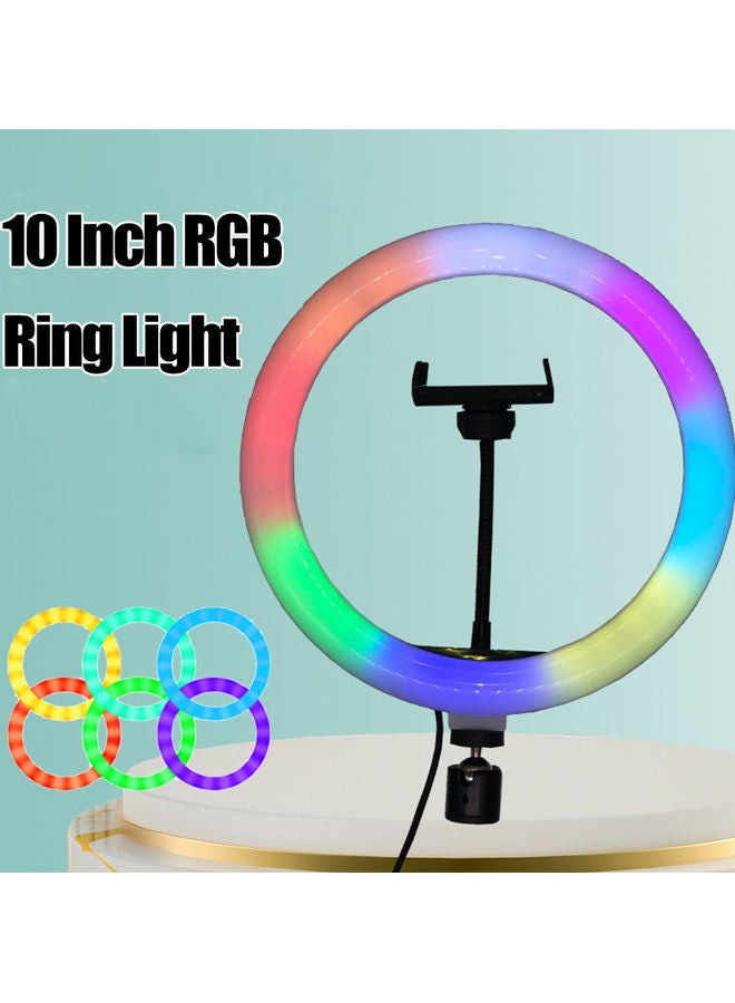 مصباح حلقي بإضاءة متعددة الألوان RGB مع حامل للهاتف أسود - Image 4