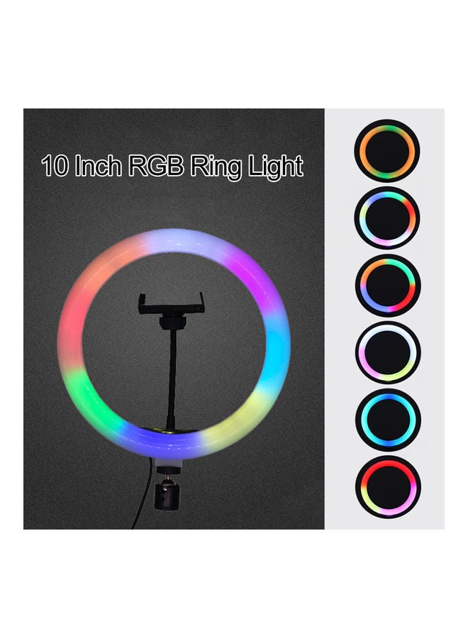 مصباح حلقي بإضاءة متعددة الألوان RGB مع حامل للهاتف أسود - Image 5