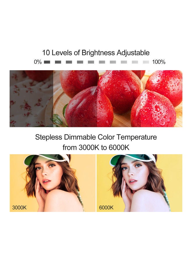 10 Inch LED Ring Light Photography Lamp Set Black - Image 5