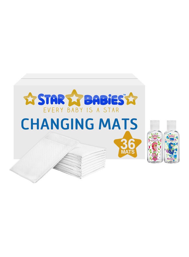 STAR BABiES 36-Count Disposable Changing Mat with 2 Hand Sanitizer