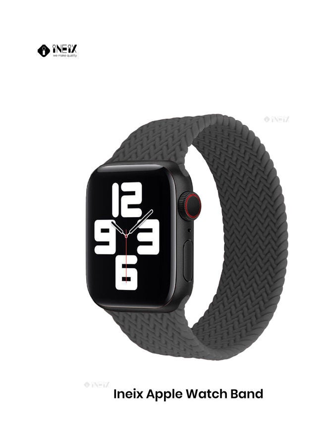 INEIX - Braided Solo Loop Stretchable Replacement Strap For Apple Watch 42/44 mm Grey - Image 1
