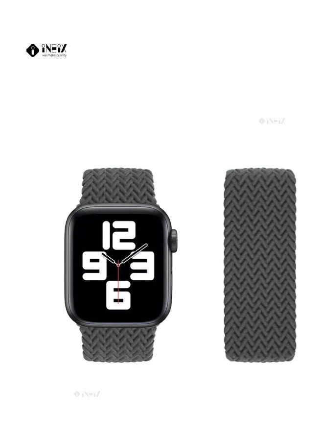 INEIX - Braided Solo Loop Stretchable Replacement Strap For Apple Watch 42/44 mm Grey - Image 1