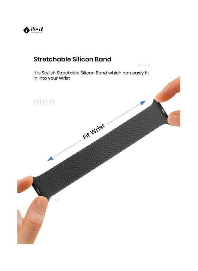 INEIX - Braided Solo Loop Stretchable Replacement Strap For Apple Watch 42/44 mm Grey - Image 1