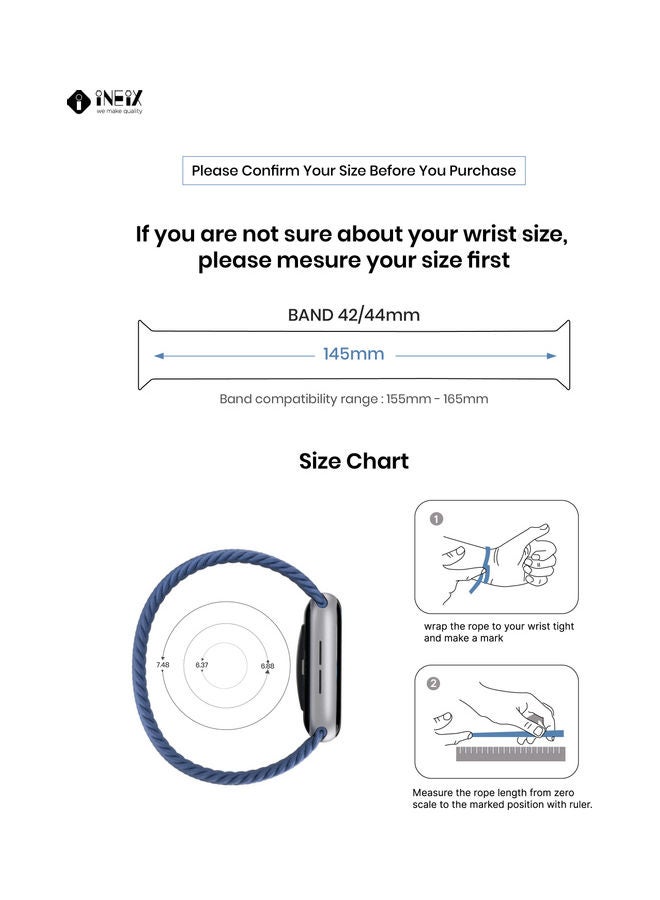INEIX - Braided Solo Loop Stretchable Replacement Strap For Apple Watch 42/44 mm Grey - Image 1