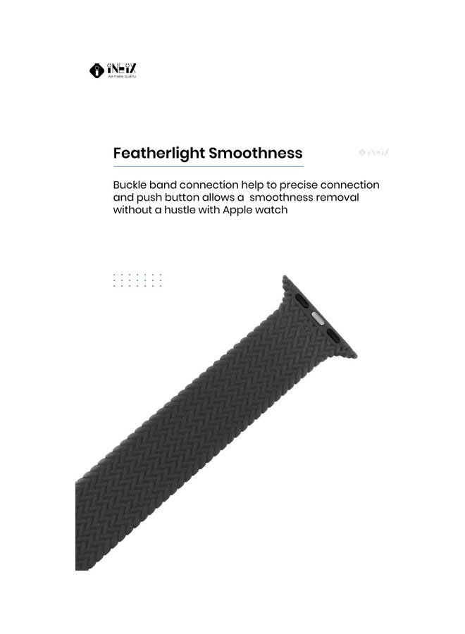 INEIX - Braided Solo Loop Stretchable Replacement Strap For Apple Watch 42/44 mm Grey - Image 1