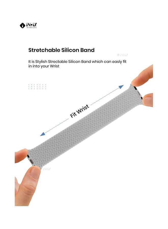 INEIX - Braided Solo Loop Stretchable Replacement Strap For Apple Watch Grey - Image 1