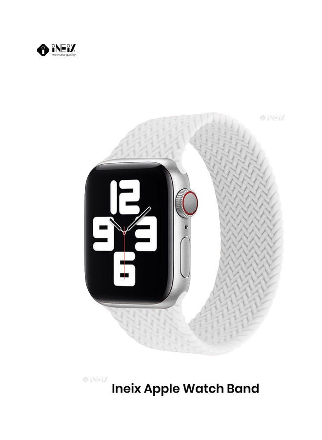INEIX Braided Solo Loop Stretchable Replacement Strap For Apple Watch 42/44 mm White  - Image 1