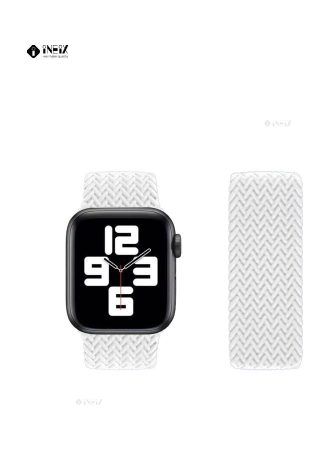 INEIX Braided Solo Loop Stretchable Replacement Strap For Apple Watch 42/44 mm White  - Image 2